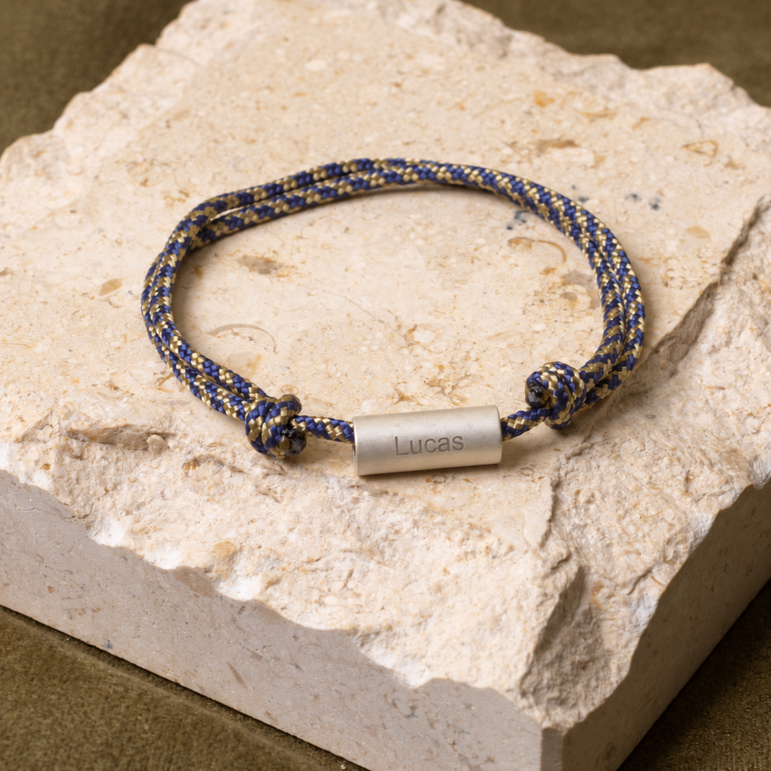 Auguste | Argent | Bleu marine & Écru